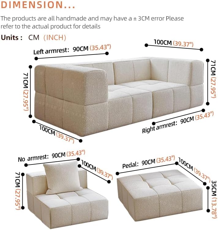 Pixa Homes Luxury Modern L-Shaped Sectional Sofa Set with Ottoman - Light Brown, 3 Seater - Image 2